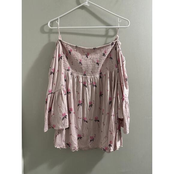 🔴Free People‎ Lana Off Shoulder Top Pink Size Medium - Picture 7 of 7